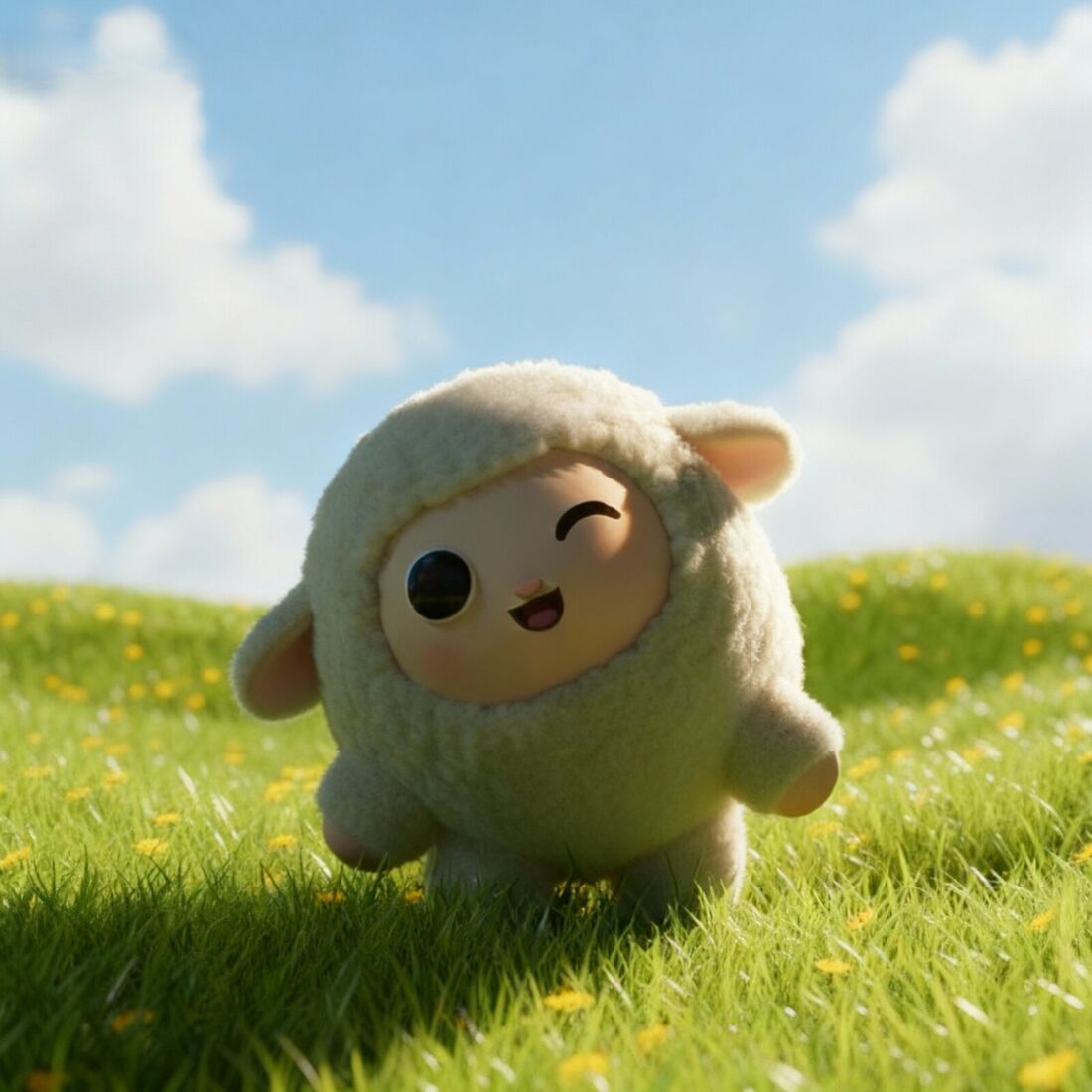 Fuwafu the sheep in a meadow
